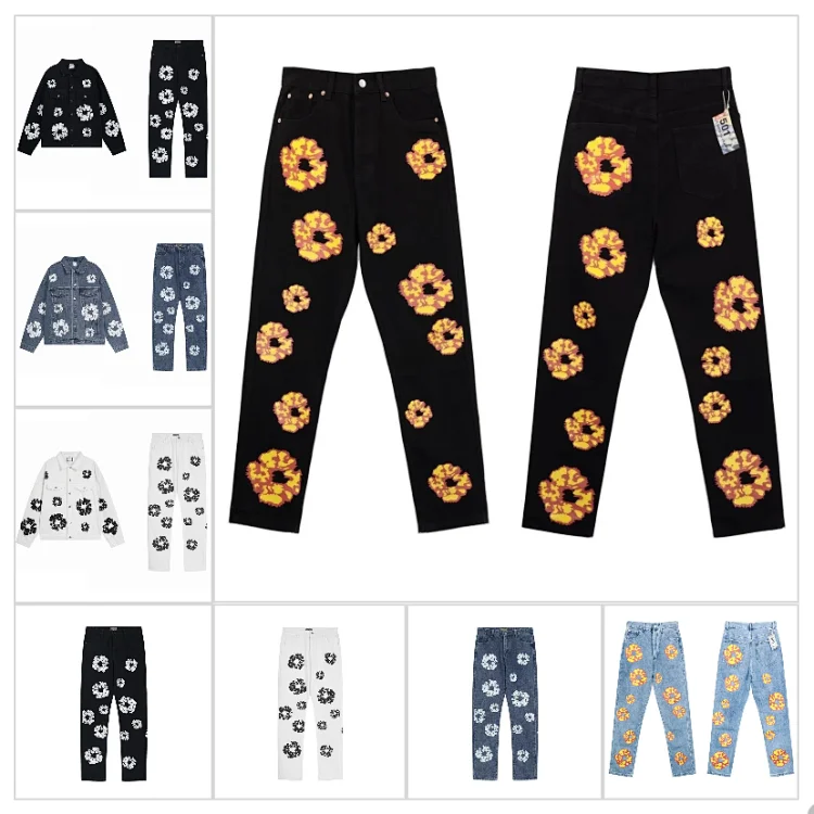  Kanye same style denim tears denim suit jeans jacket